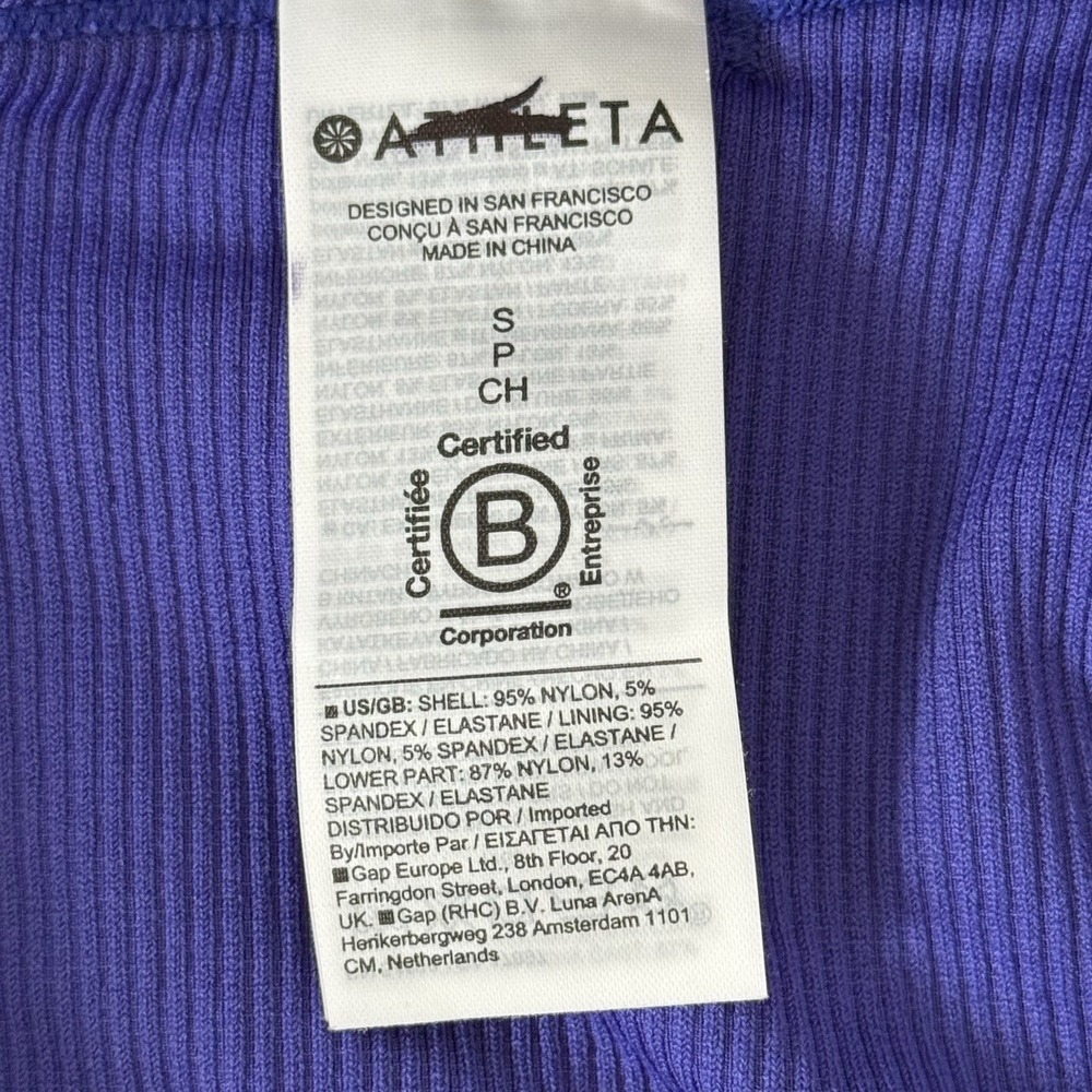 Athleta Aurora Seamless Crop Polo Tank Top Womens S  Purple Ribbed Yoga Casual - Picture 3 of 7